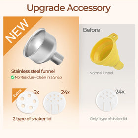 ComSaf 24 dual-function lids support fine or coarse spice flows.