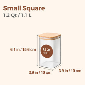 ComSaf square glass jar with wood lid for easy viewing