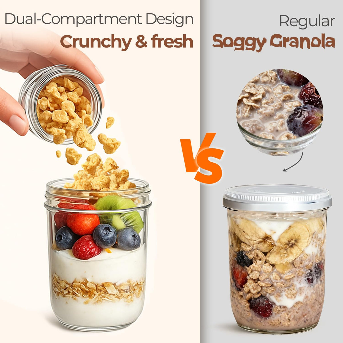 ComSaf wide-mouth glass jar makes ingredient adding and cleaning quick.
