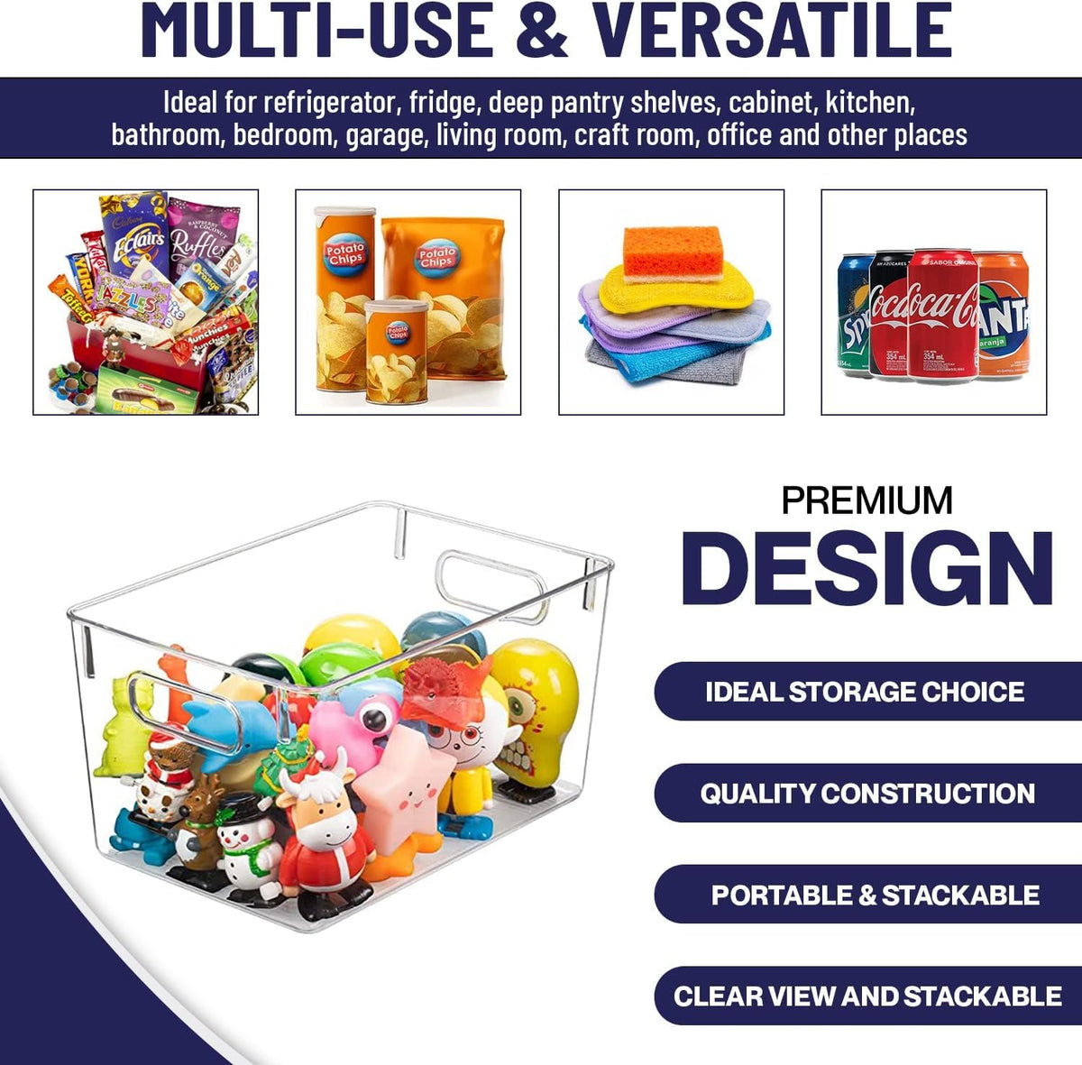 CONTROL KITCHEN bathroom storage bin helps tidy spaces with transparency.