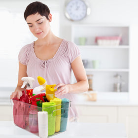 CONTROL KITCHEN clear storage bins for cabinet organization, maximizing space.