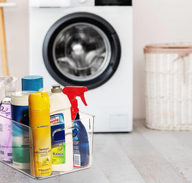 CONTROL KITCHEN toy storage bins clear, ideal for kids' rooms and toy organization.