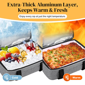Coobiiya insulated casserole carrier grey open view showing spacious interior for meal transport