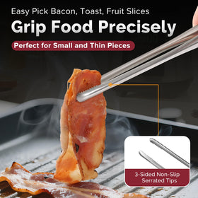 COOCLAN tongs 13.5-inch serrated tips for larger cuts and grilling