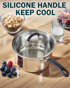Cook N Home 02655 silicone-wrapped handle stays cool during cooking