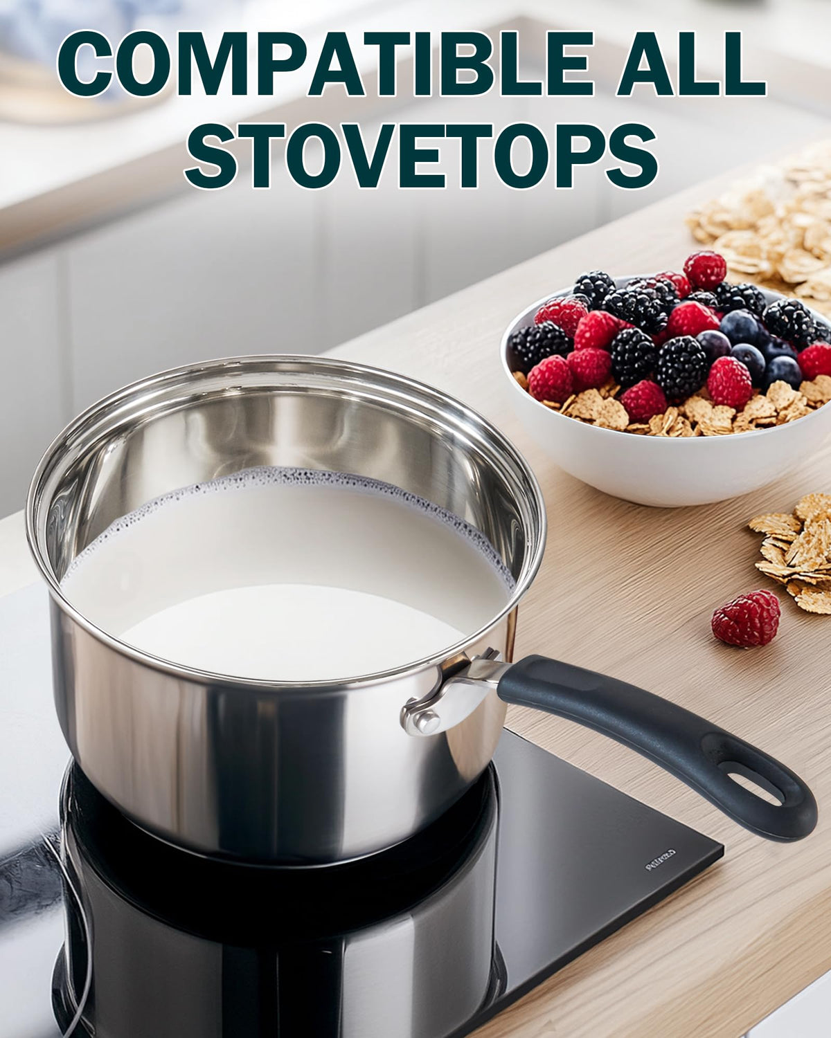 Cook N Home 02655 tempered glass lid with steam vent for easy monitoring