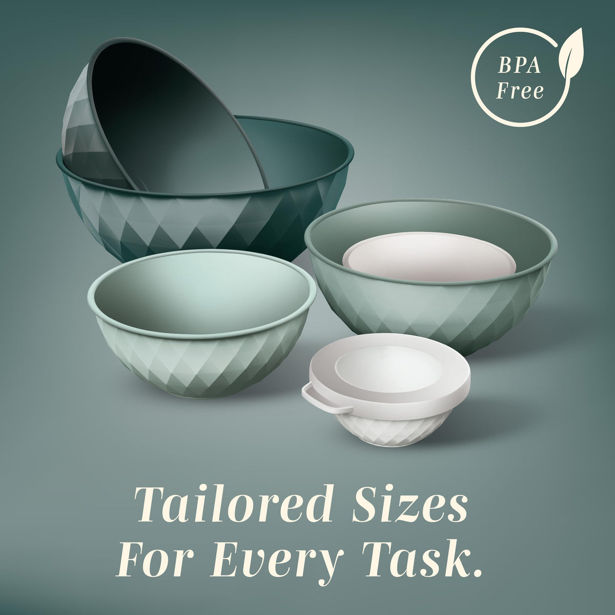 COOK WITH COLOR bowls displayed in varied capacities for versatile tasks.