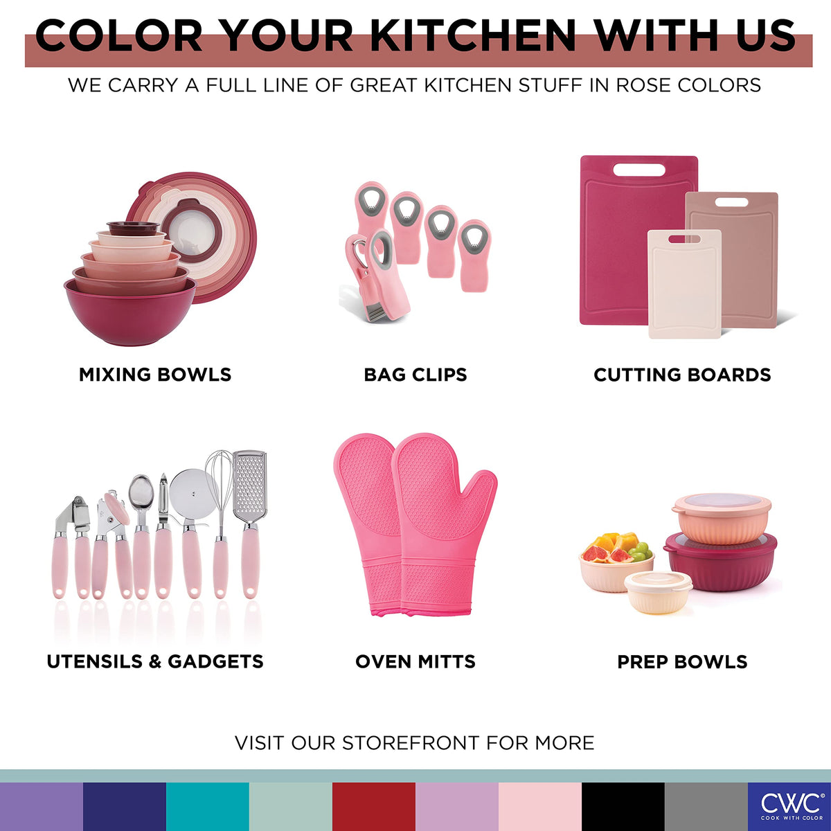 Cook with Color ombre shades add decorative touch to kitchen storage.