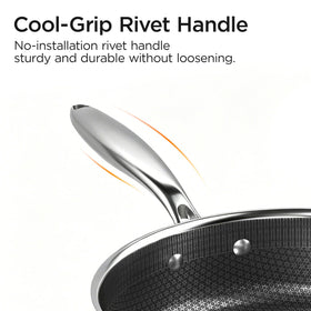 Cooker King honeycomb nonstick surface resists scratches with metal utensils.