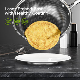 Cooker King honeycomb texture surface aids nonstick release and durability