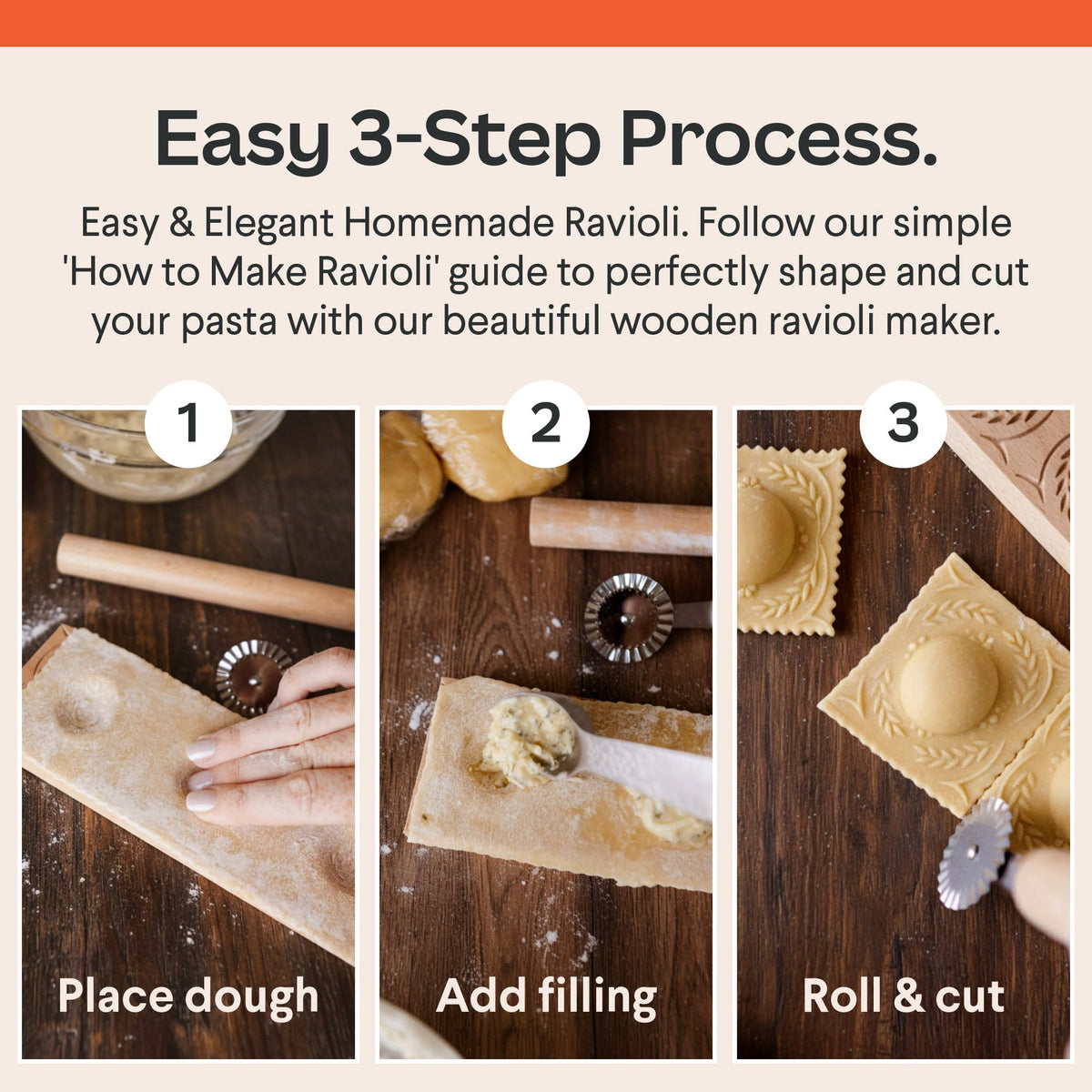 Cooking Gift Set stainless steel ravioli cutter provides clean edges