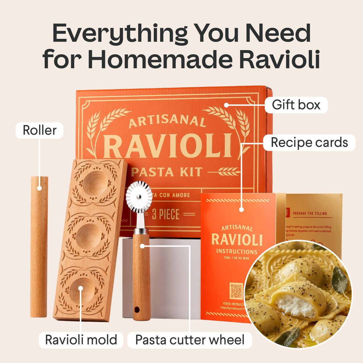 Cooking Gift Set wooden ravioli mold with durable craftsmanship