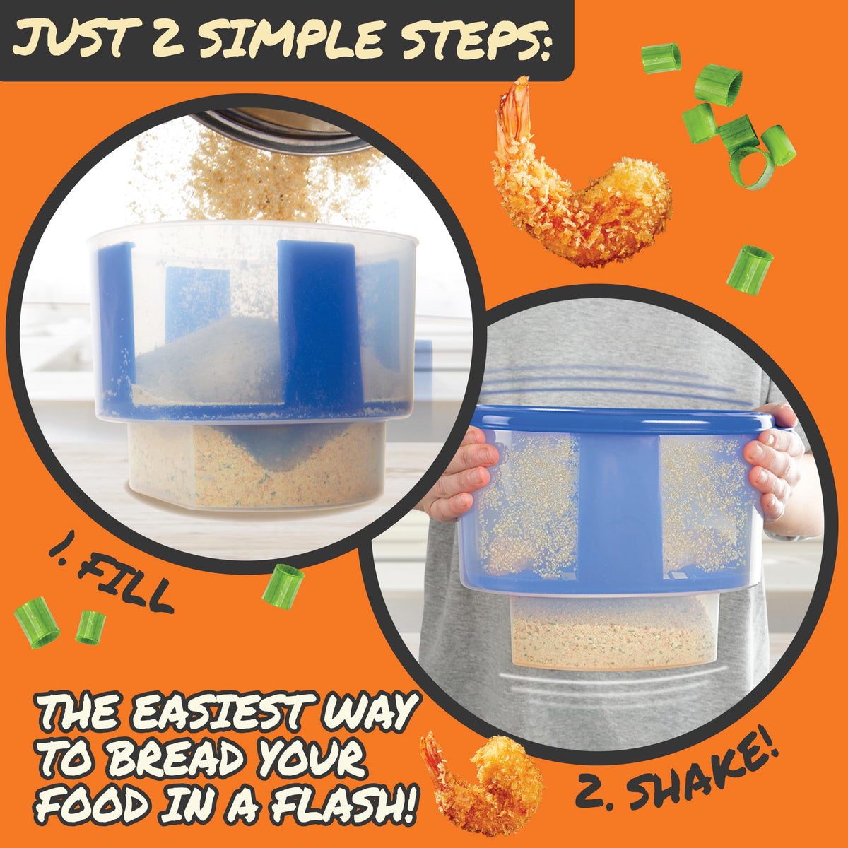 COOK'S CHOICE mess-free battering station keeps countertops clean.