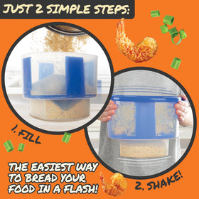 COOK'S CHOICE mess-free battering station keeps countertops clean.
