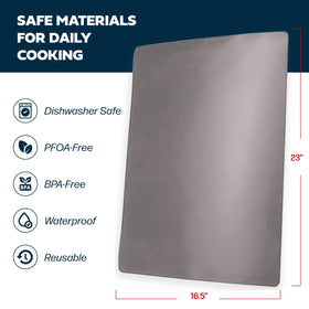 Cooks Innovations dishwasher-safe oven liner for quick cleaning and reuse.