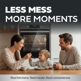 Cooks Innovations black finish oven guard blends with appliances