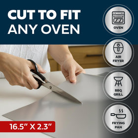 Cooks Innovations reusable oven protector reduces scrubbing between uses.