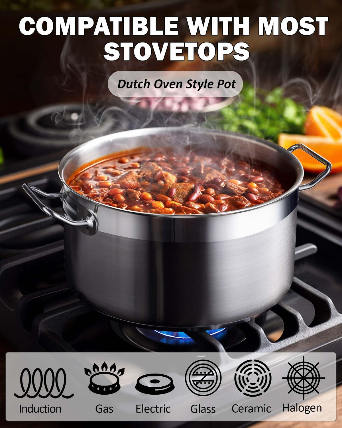 Cooks Standard lid design preserves moisture and minimizes spills
