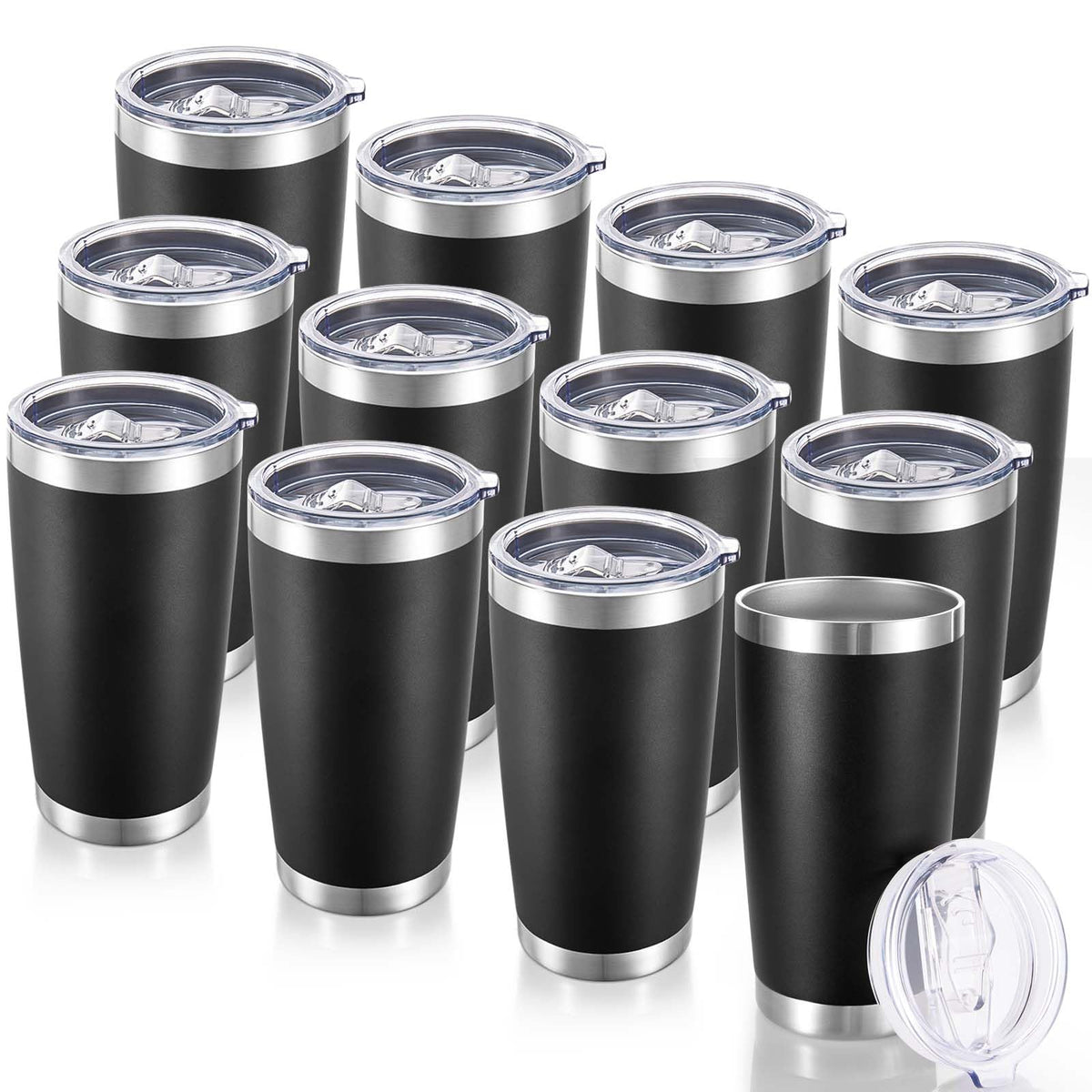 Cool Yoleb 20 oz tumbler front view shows a durable black powder-coated finish.