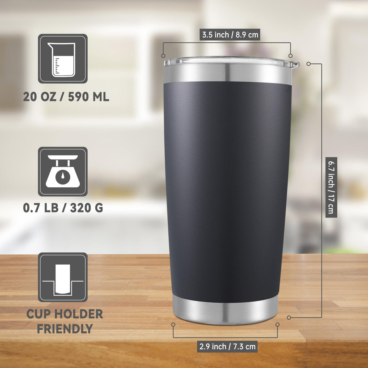 Cool Yoleb 20 oz tumbler powder-coated finish close-up highlights grip and customization