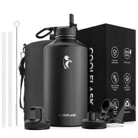 Coolflask travel-ready bottle reduces refills during hikes and gym sessions.