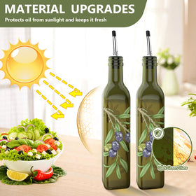 Coolmi oil dispenser with flip-top spouts for controlled drizzle