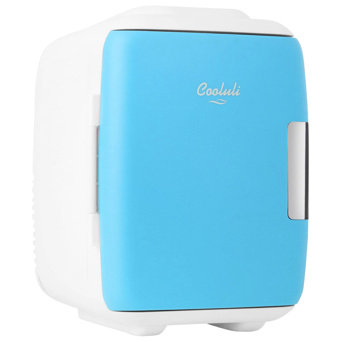 Cooluli Mini Fridge 4L on a bedside table keeps drinks cool and skincare ready.