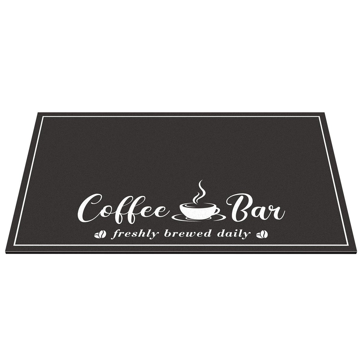 CooRug coffee bar accessory mat blending with contemporary espresso setup