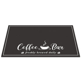 CooRug coffee bar accessory mat blending with contemporary espresso setup