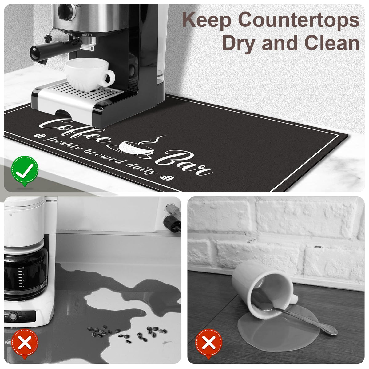 CooRug elegant-pattern coffee mat adds style to your coffee bar area