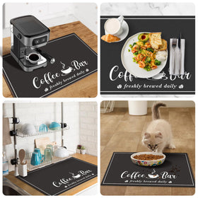 CooRug non-slip backing keeps the mat steady during coffee prep