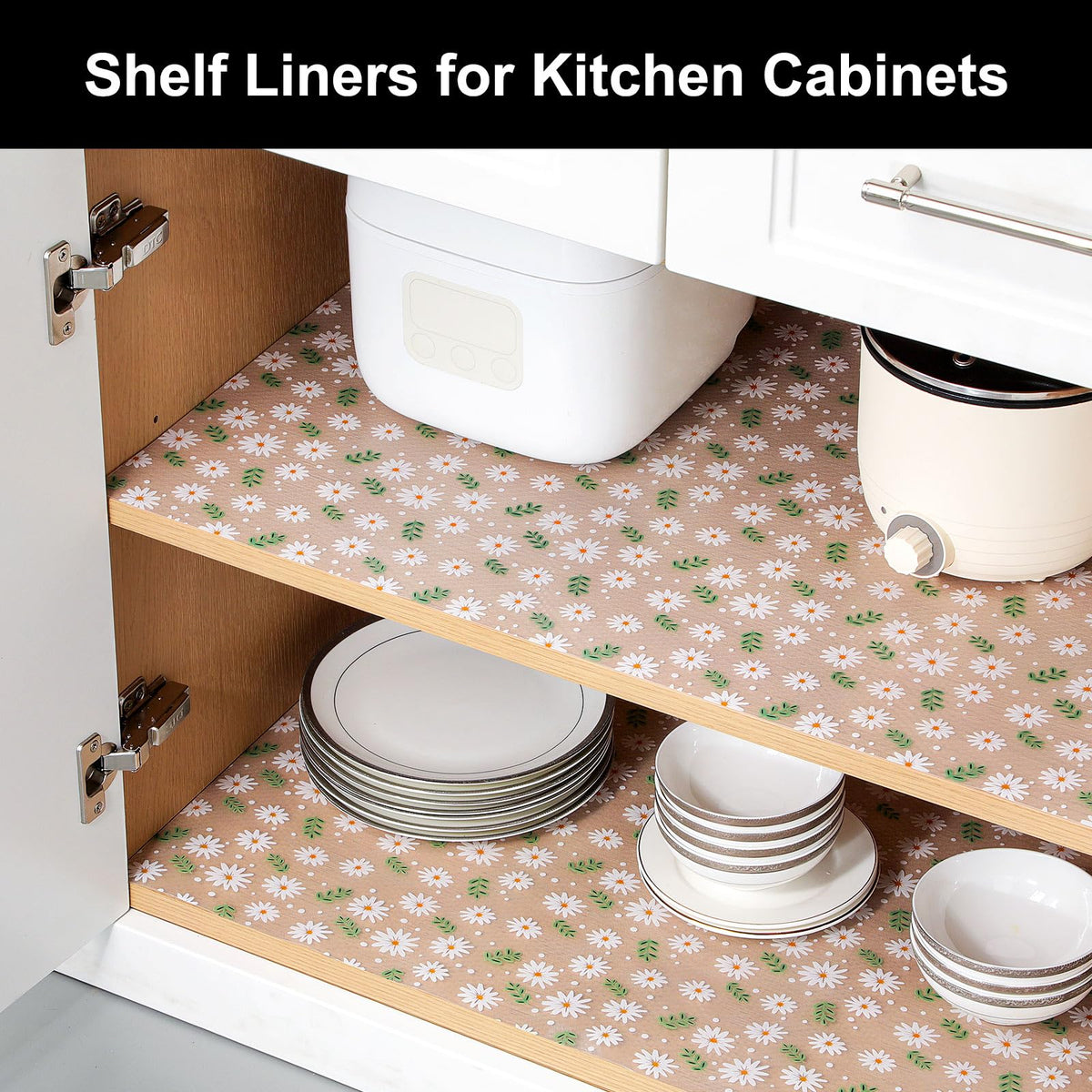 Cooyes Shelf Liner non-adhesive design close-up shows easy removal and no residue.