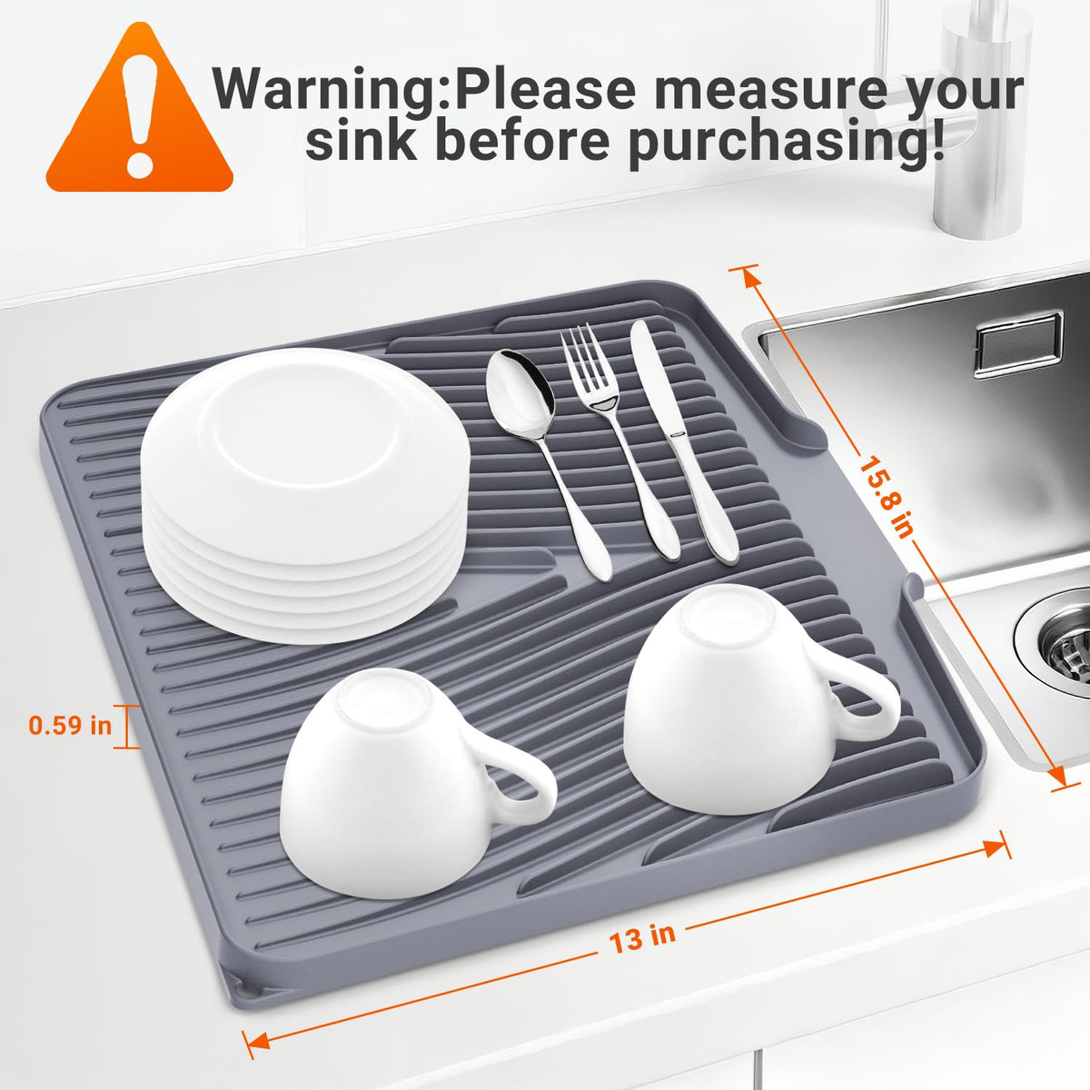 COPLIB dish drying mat with diagonal ridges promotes 360-degree air flow.