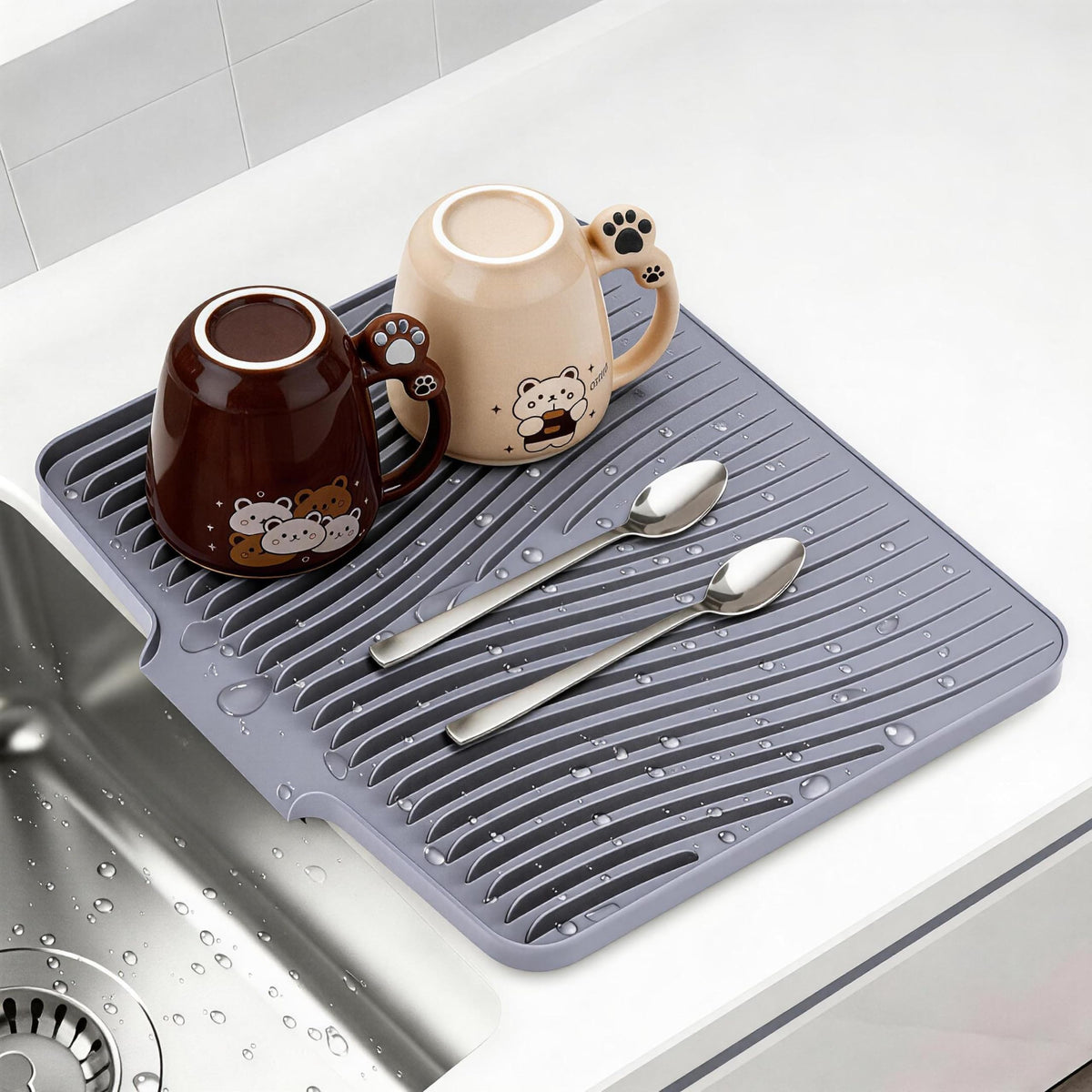COPLIB silicone dish drying mat, 15.8 by 13 inches, spacious for efficient air drying.