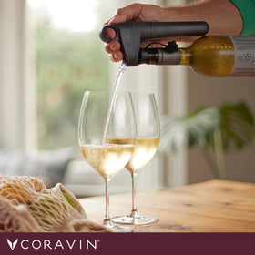 Coravin Pivot Plus bottle stoppers sealing a bottle to keep wine fresh after opening