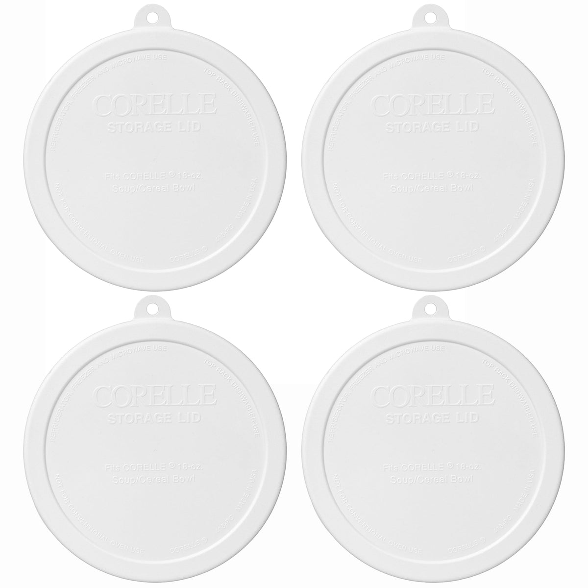 Corelle 418-PC white bowl lid for safe storage of leftovers and meal prep.