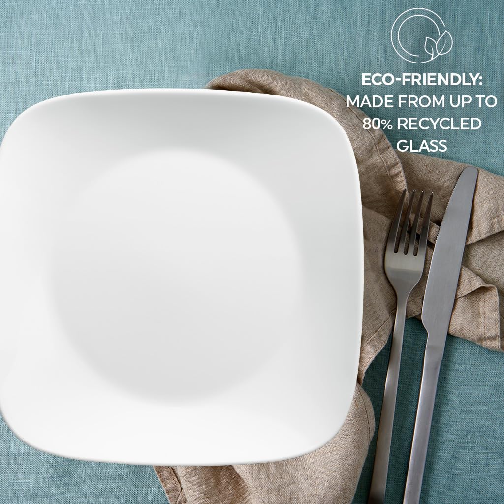 Corelle Vitrelle square appetizer plates, crisp edges perfect for starters and sides.