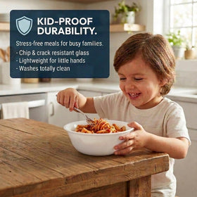 Corelle Vitrelle cereal and soup display showcases colors on the table.