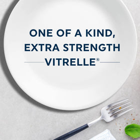 Corelle Vitrelle plate showing microwave-safe use for reheating small portions.