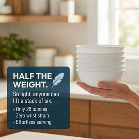 Corelle Vitrelle bowls stacked neatly for compact storage.