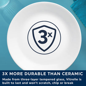 Corelle Vitrelle Winter Frost White stackable plates saving cabinet space