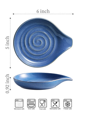 Cormomu spoon rest with glossy glaze is dishwasher-safe for easy cleanup.