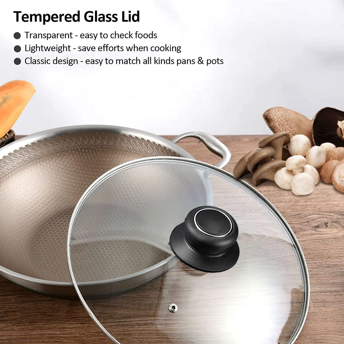 CORYTAO 10.5-inch lid in use helps preserve steam and flavor.