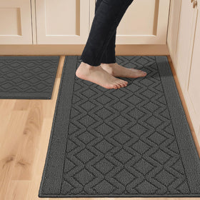 COSY HOMEER 48x20 gray kitchen mat with anti-slip surface for secure standing.