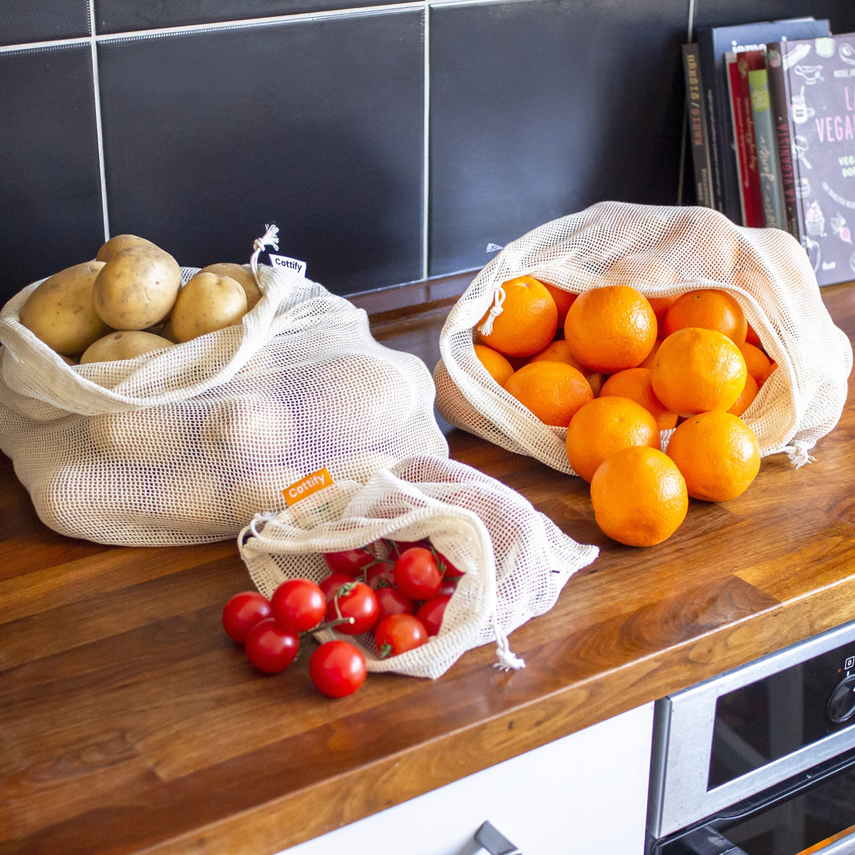 Cottify 14x18-inch XL bags shown for larger produce
