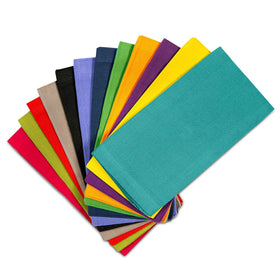 Cotton Craft 17x17 napkins in assorted colors arranged for festive table setting