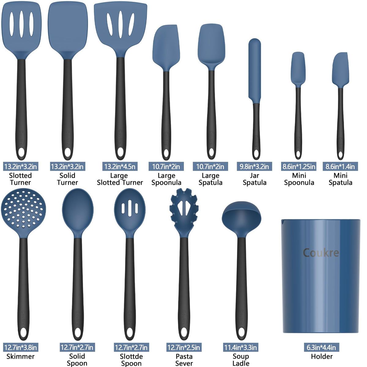 Coukre spatulas and spoons in action on non-stick pans for scratch-free cooking