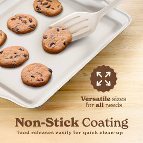 Country Kitchen nonstick stackable bakeware set cookie sheet enables effortless sliding of cookies.