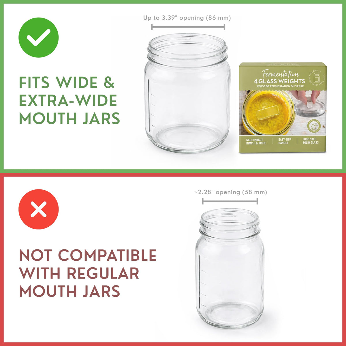 Country Trading Co weights in a jar ready to keep cucumbers submerged
