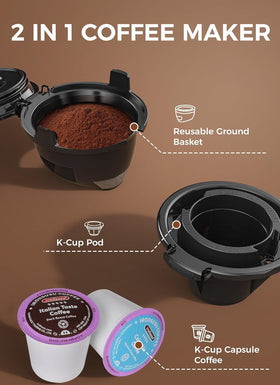 COWSAR coffee maker with ground coffee option and reusable filter for flexible brewing.